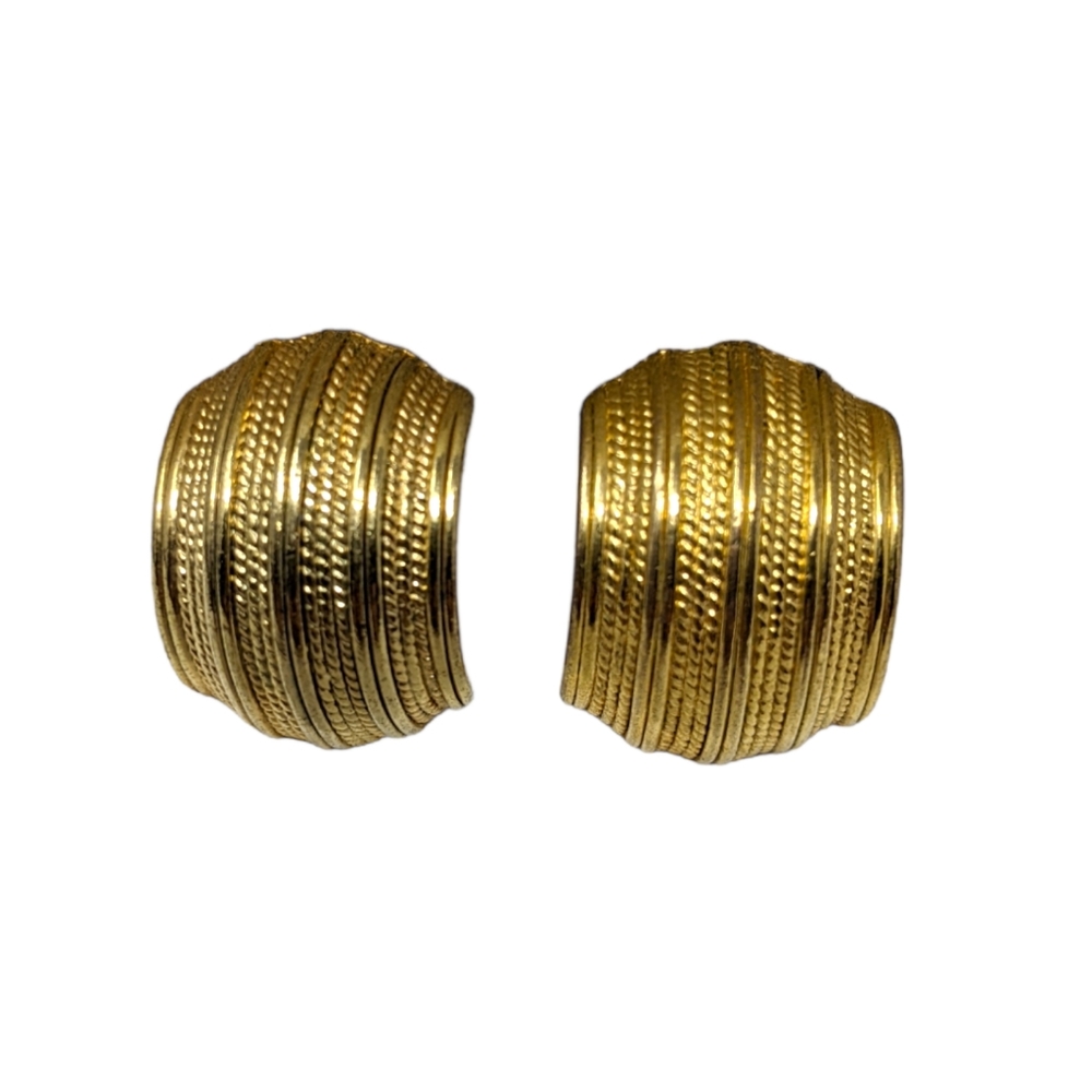 Napier Gold Tone Textured Screw Back Earrings Signed
